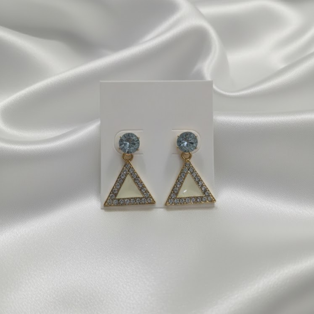 Triangle White Earrings