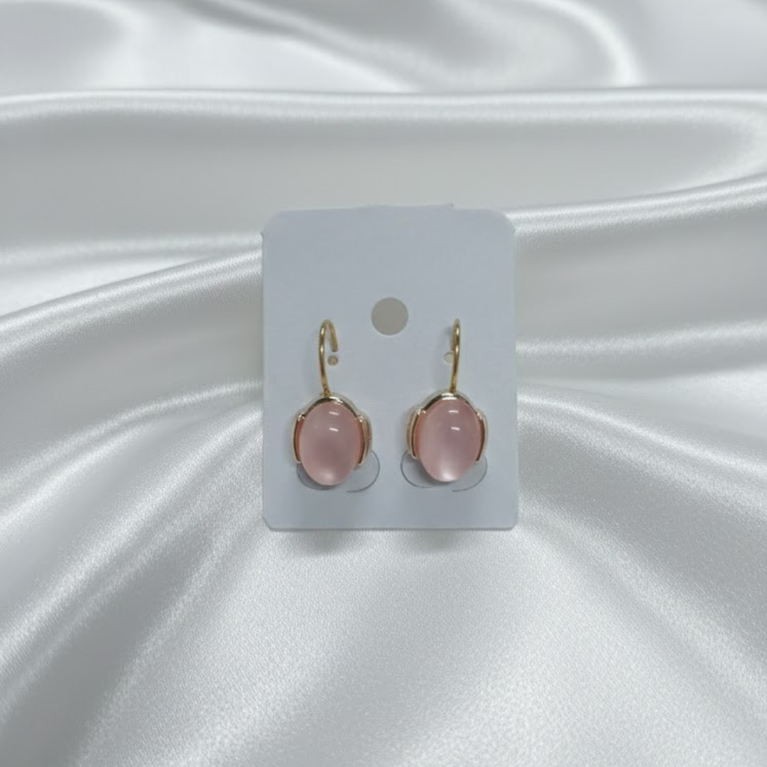 Baby Pink Oval Earrings