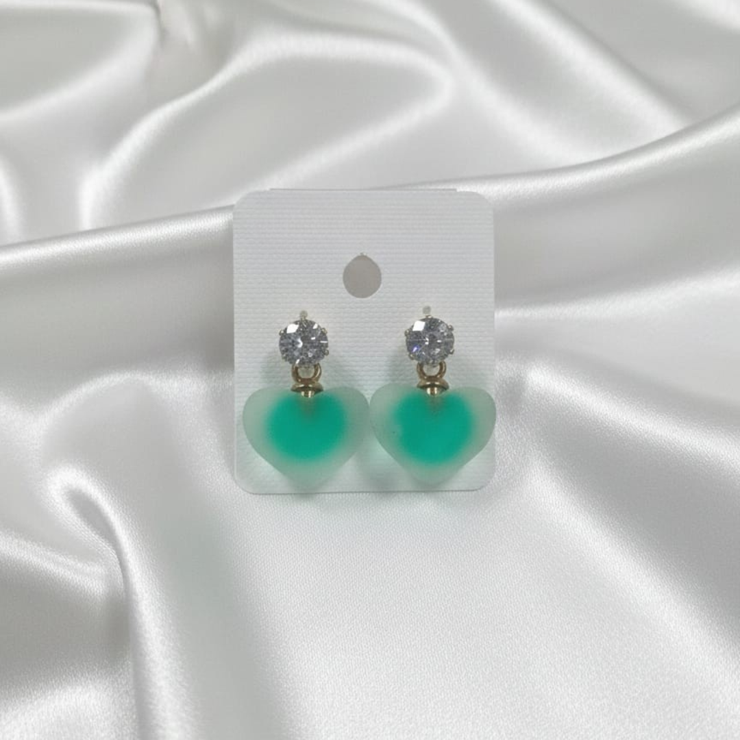 Bubble Heart Green Earrings