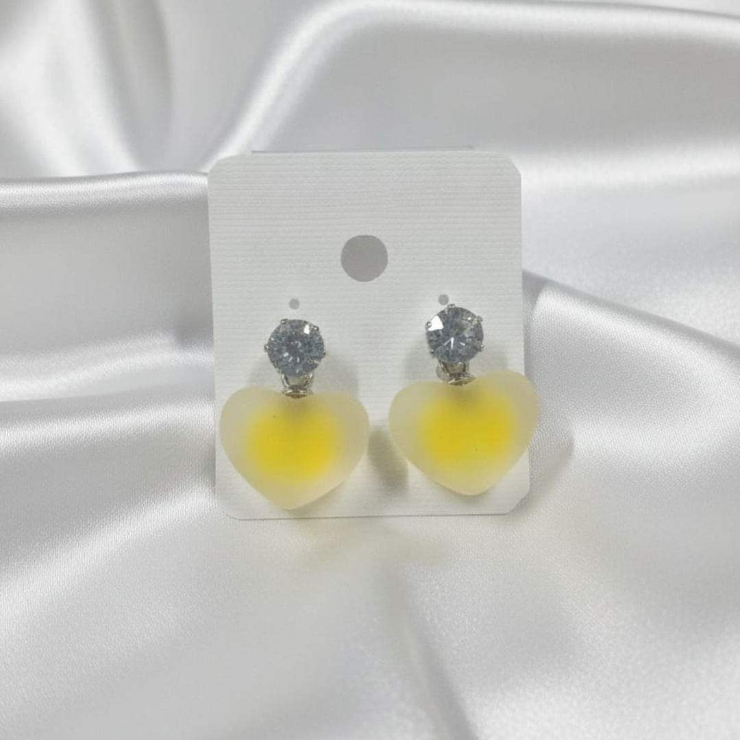 Bubble Heart Yellow Earrings