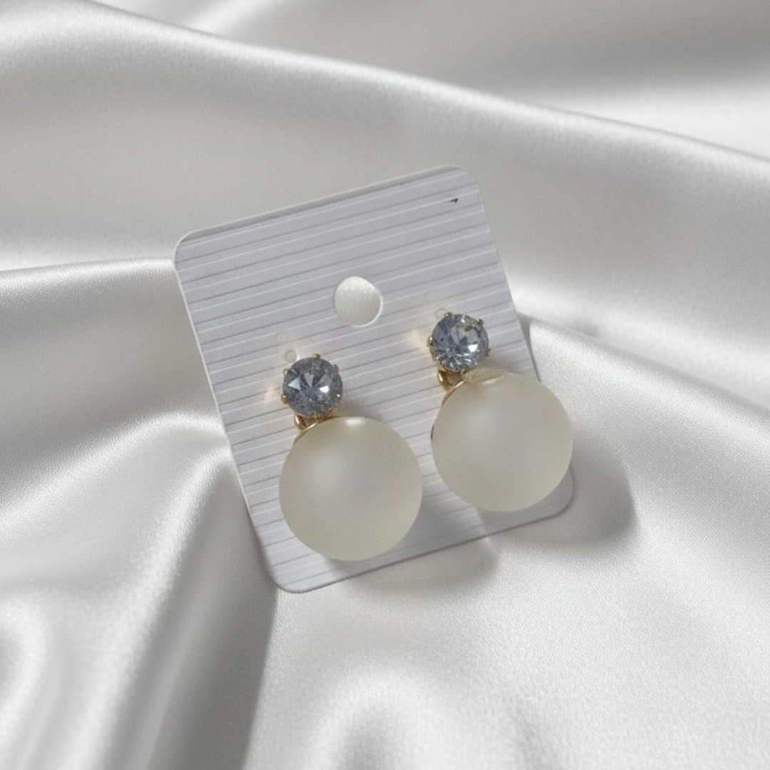 Bubble Round White Earrings