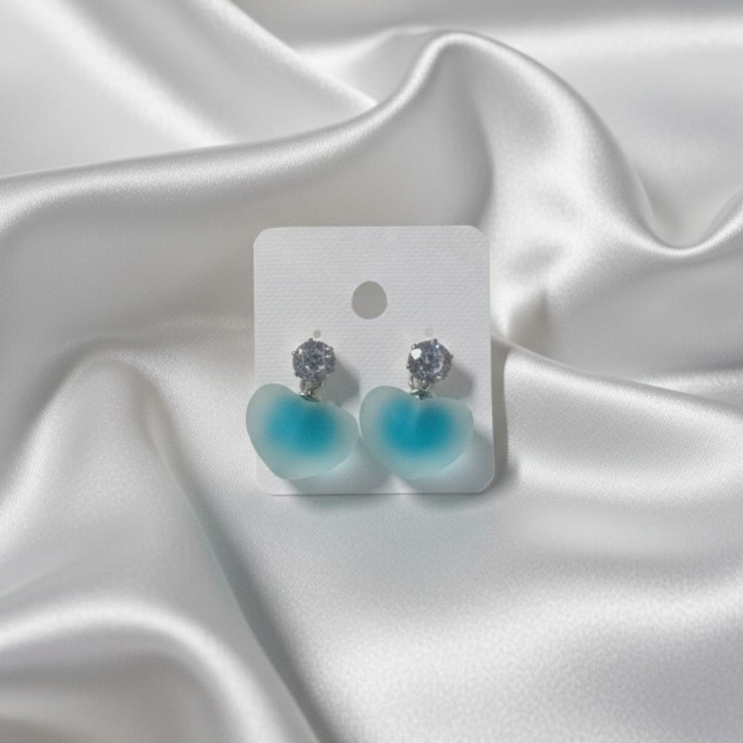 Bubble Heart Blue Earrings