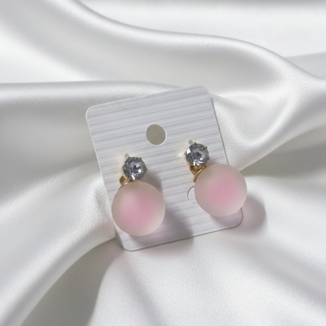 Bubble Round Baby Pink Earrings