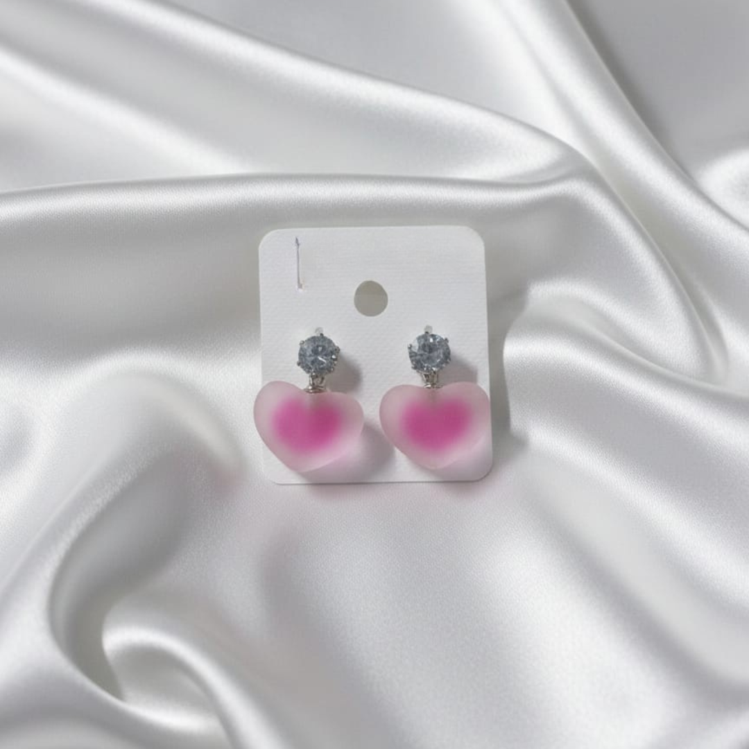 Bubble Heart Pink Earrings