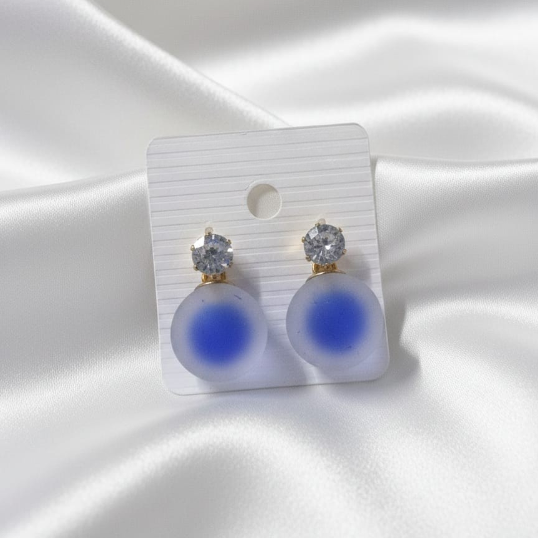 Bubble Round Dark Blue Earrings