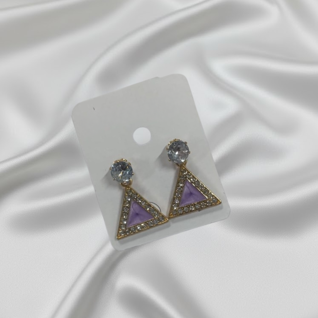 Purple Triangle Earrings