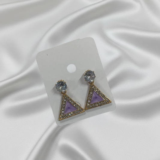 Purple Triangle Earrings