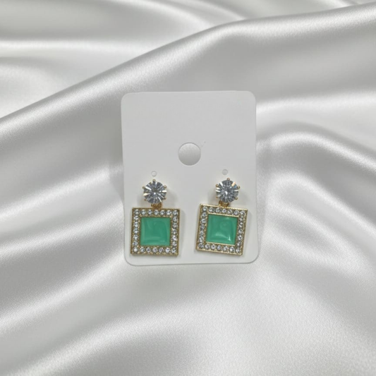 Box Green Earrings