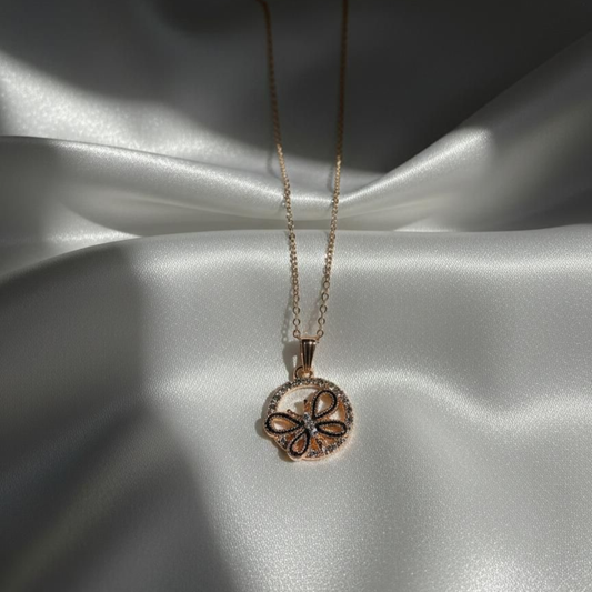 Rosegold Butterfly With Round Daily Wear Chain