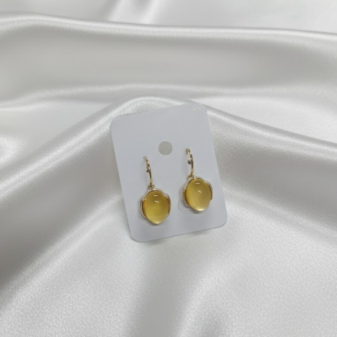 Yellow Oval Earrings