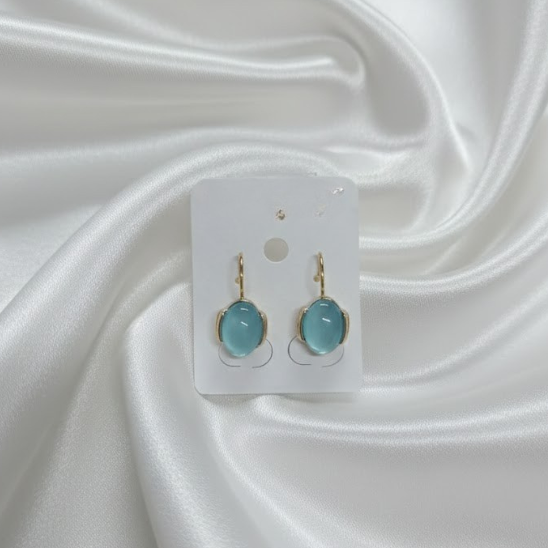 Blue Oval Earrings
