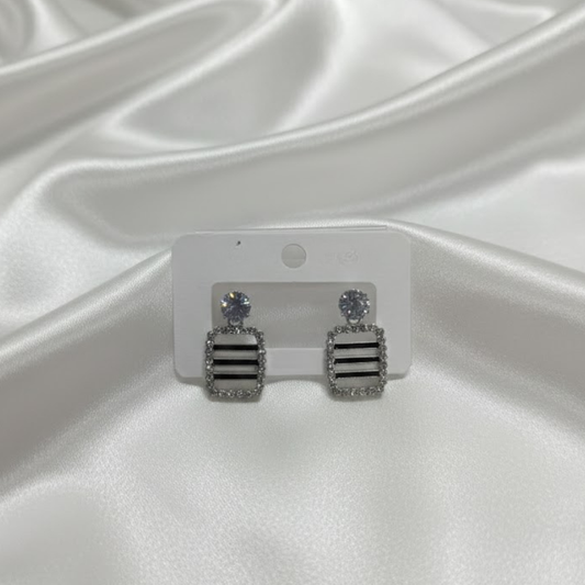 Silver stone Box Earrings