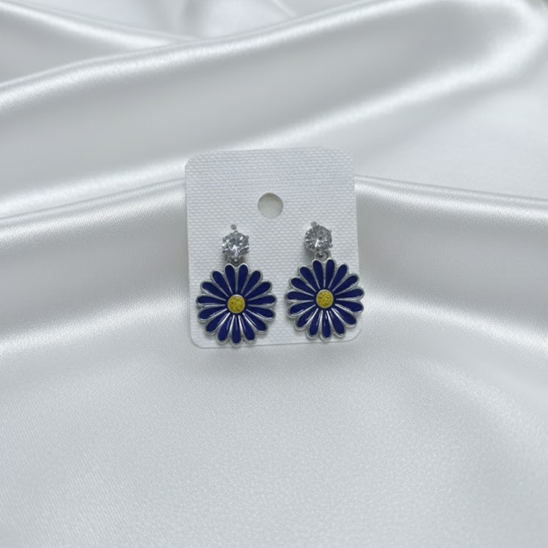 Dark blue Floral Earrings
