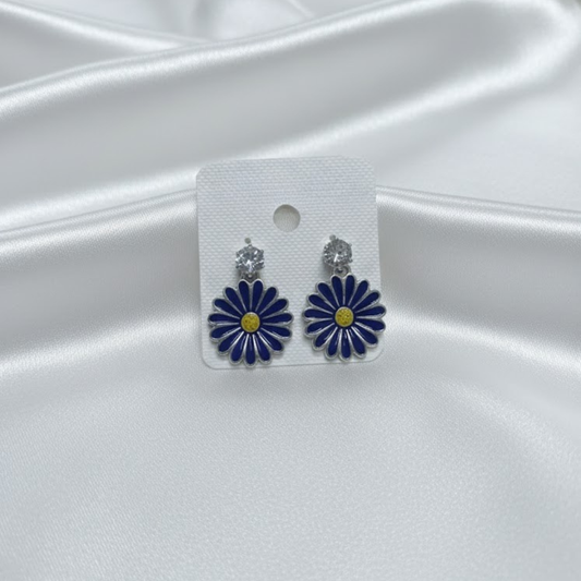 Dark blue Floral Earrings