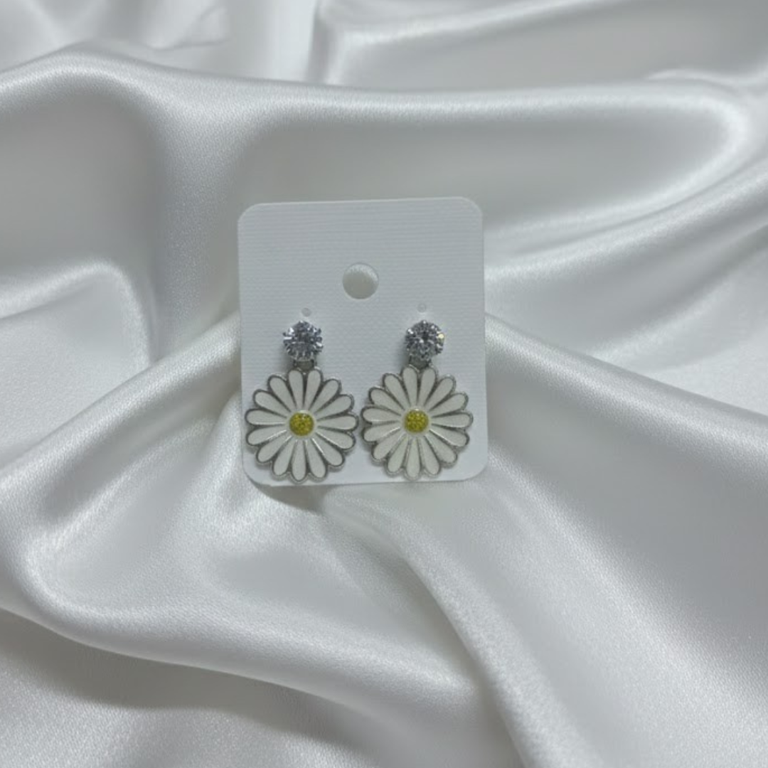 White Floral Earrings