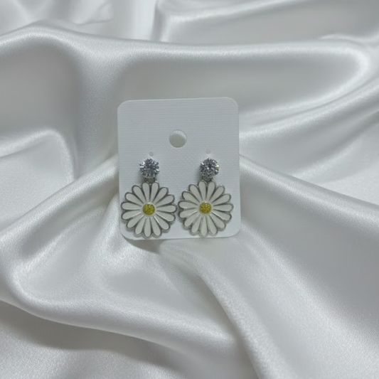 White Floral Earrings