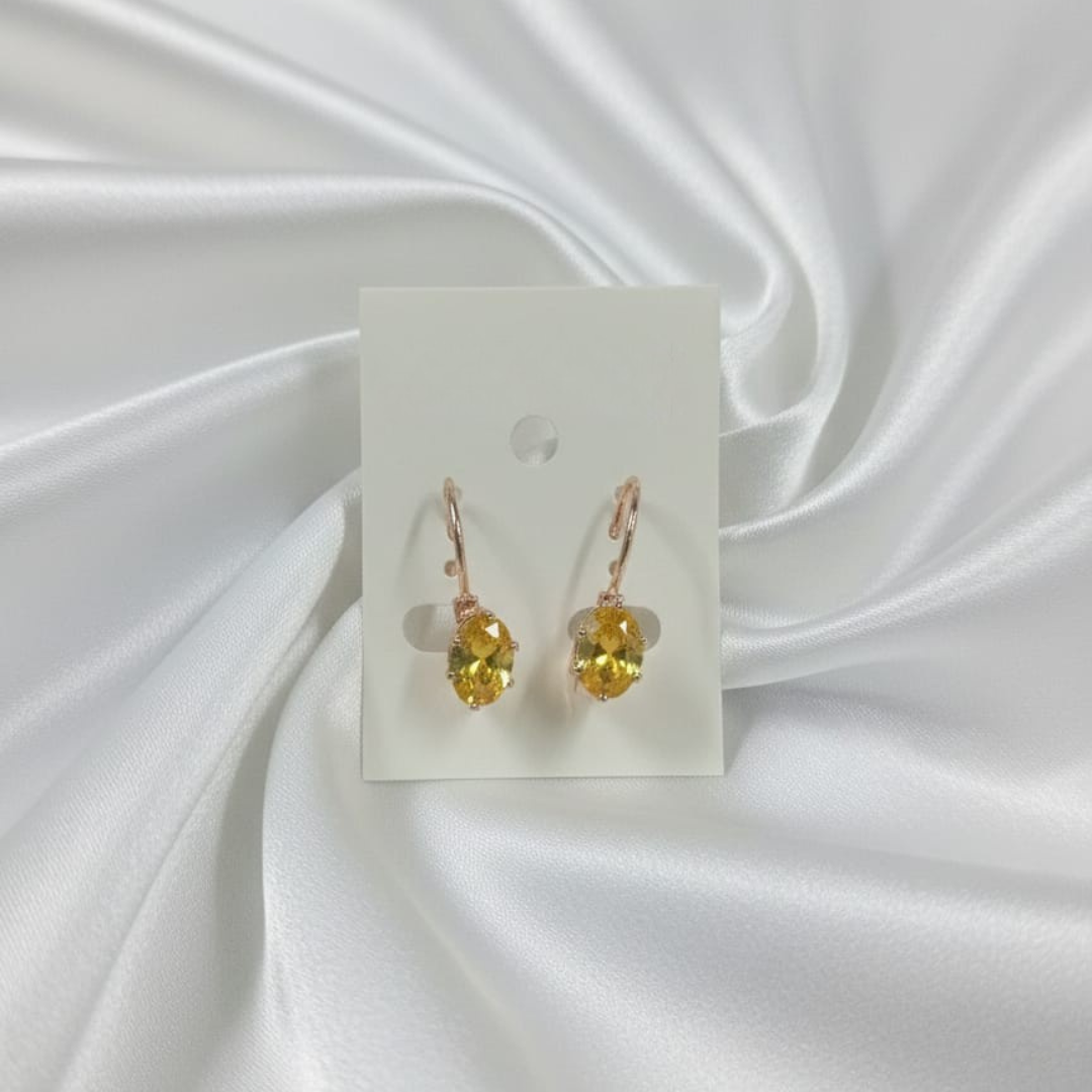 Rose Gold Oval Yellow Earrings