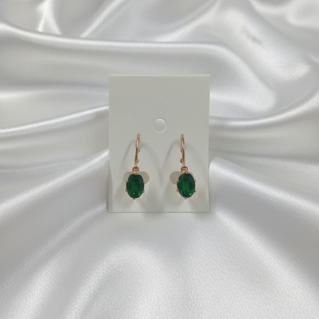 Rose Gold Oval Green Earrings