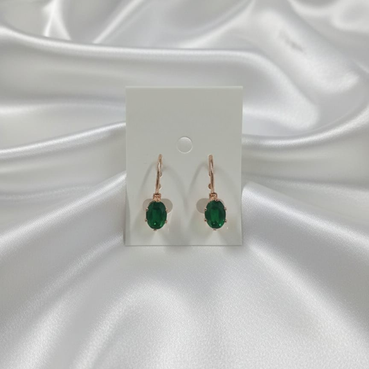 Rose Gold Oval Green Earrings