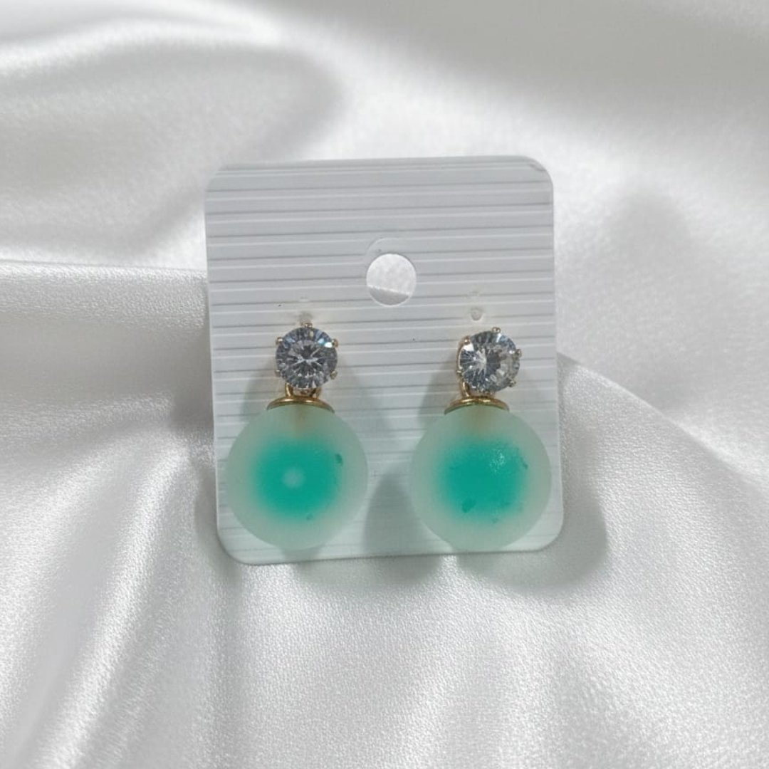Bubble Round Green Earrings
