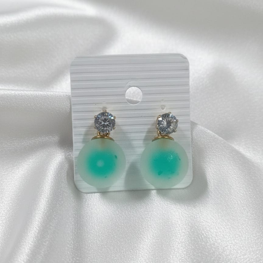 Bubble Round Green Earrings