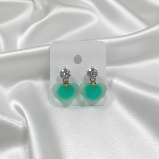 Bubble Heart Green Earrings