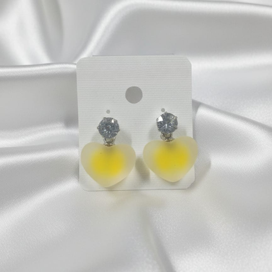 Bubble Heart Yellow Earrings
