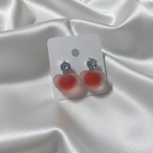 Bubble Heart Red Earrings