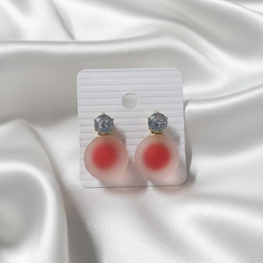 Bubble Round Red Earrings