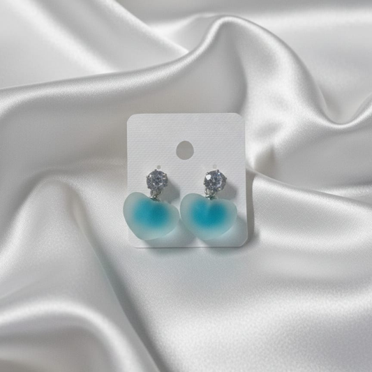 Bubble Heart Blue Earrings