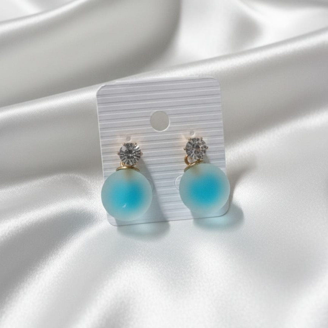 Bubble Round Blue Earrings