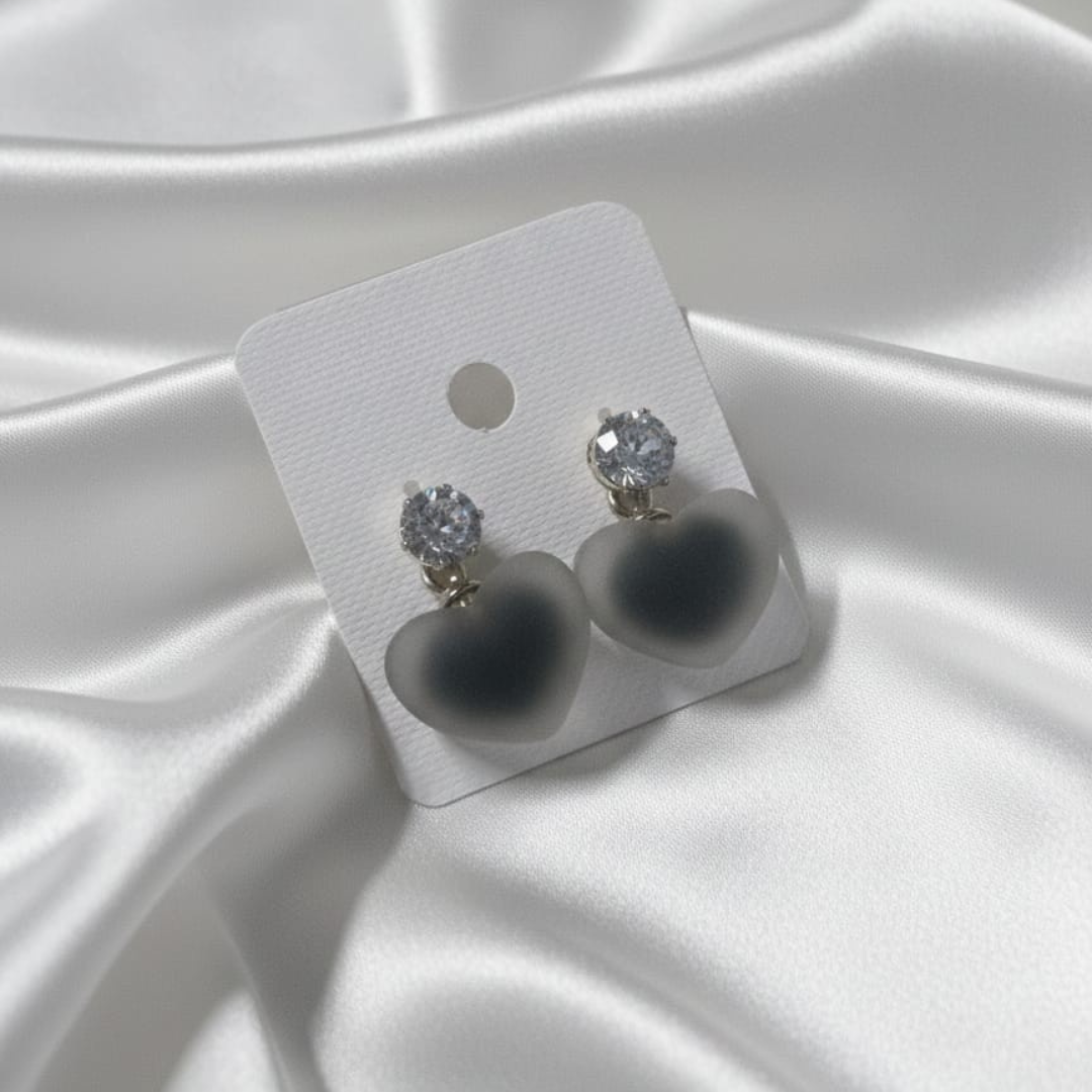 Bubble Heart Black Earrings
