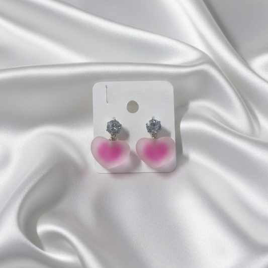 Bubble Heart Pink Earrings