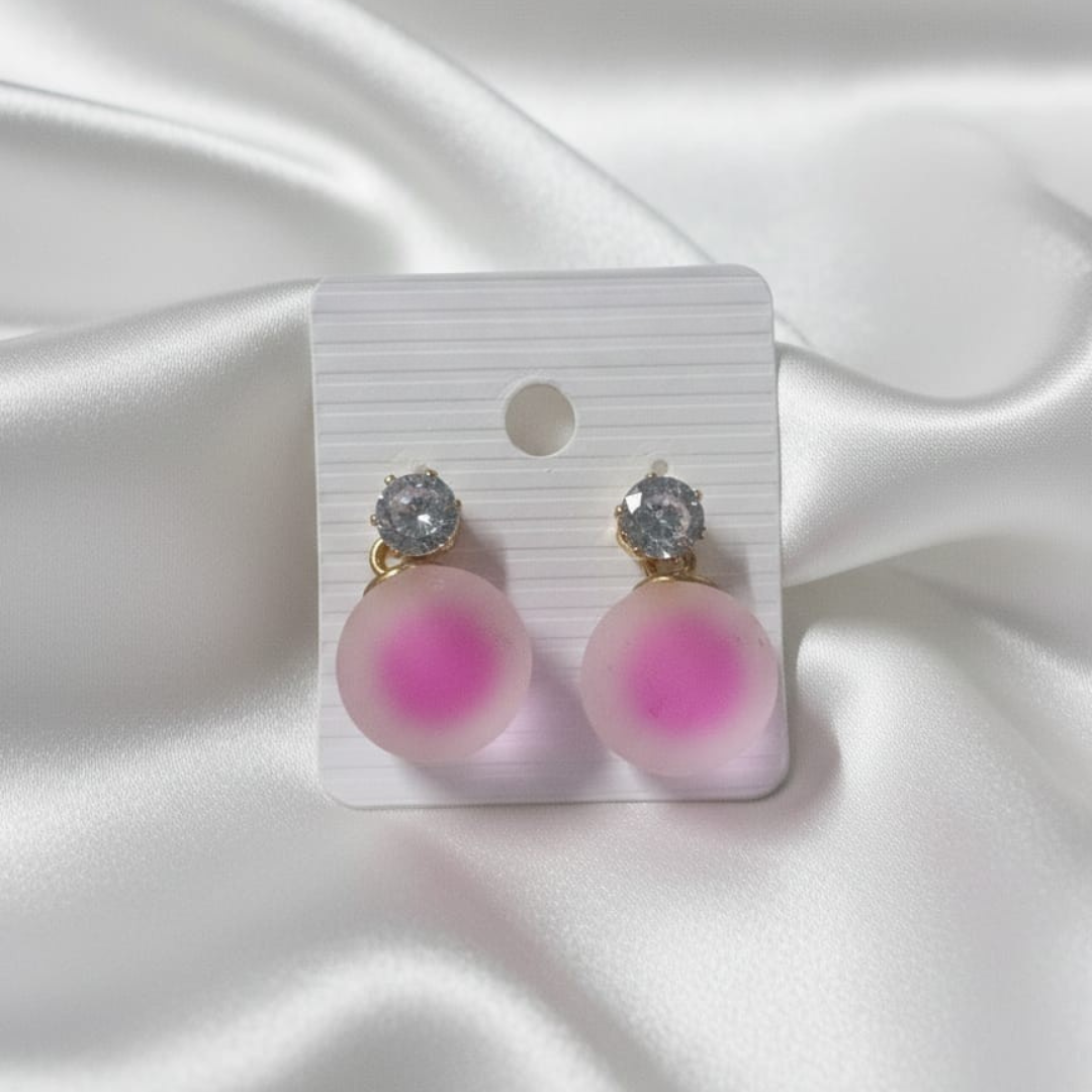 Bubble Round Pink Earrings