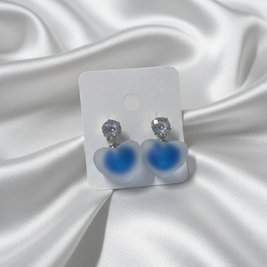 Bubble Heart Dark Blue Earrings
